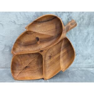 Wooden Leaf tray Hand carved, Made in Philippines - Genuine Monkey Pod MCM